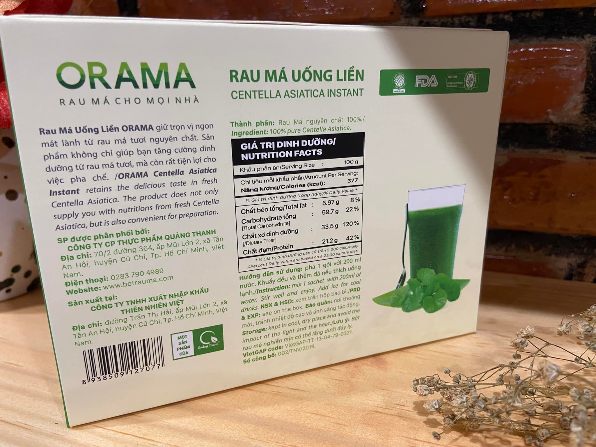 Rau Má Uống Liền ORAMA Có Đường